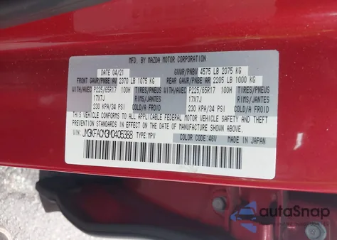 2021 Mazda Cx-5 Touring z USA, uszkodzony, nr VIN JM3KFACM3M0405388